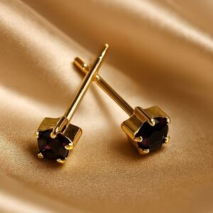 Swarovski Crystal Element - Gold Overlay Purple Stone "Tiny" Stud Earrings